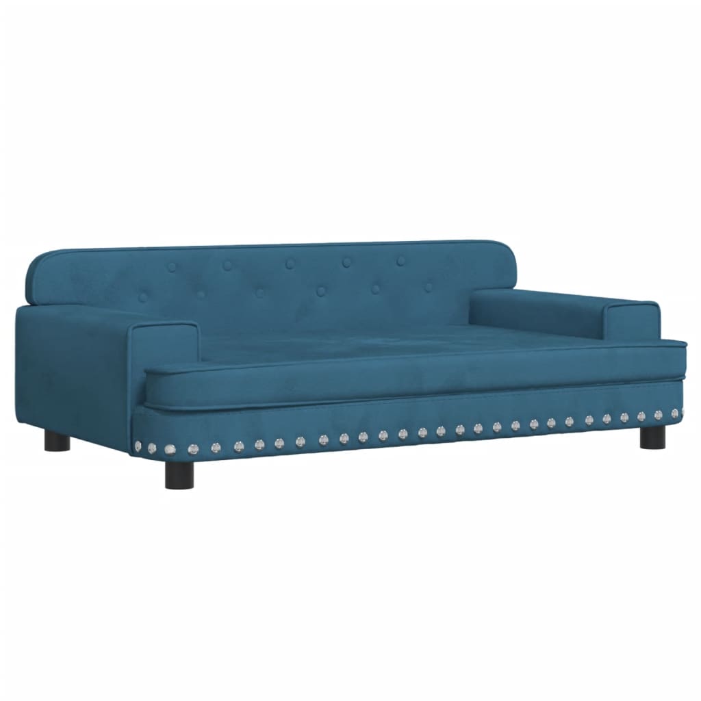 Cama Para Perros De Terciopelo Azul 90x53x30 Cm / Vetonek_5