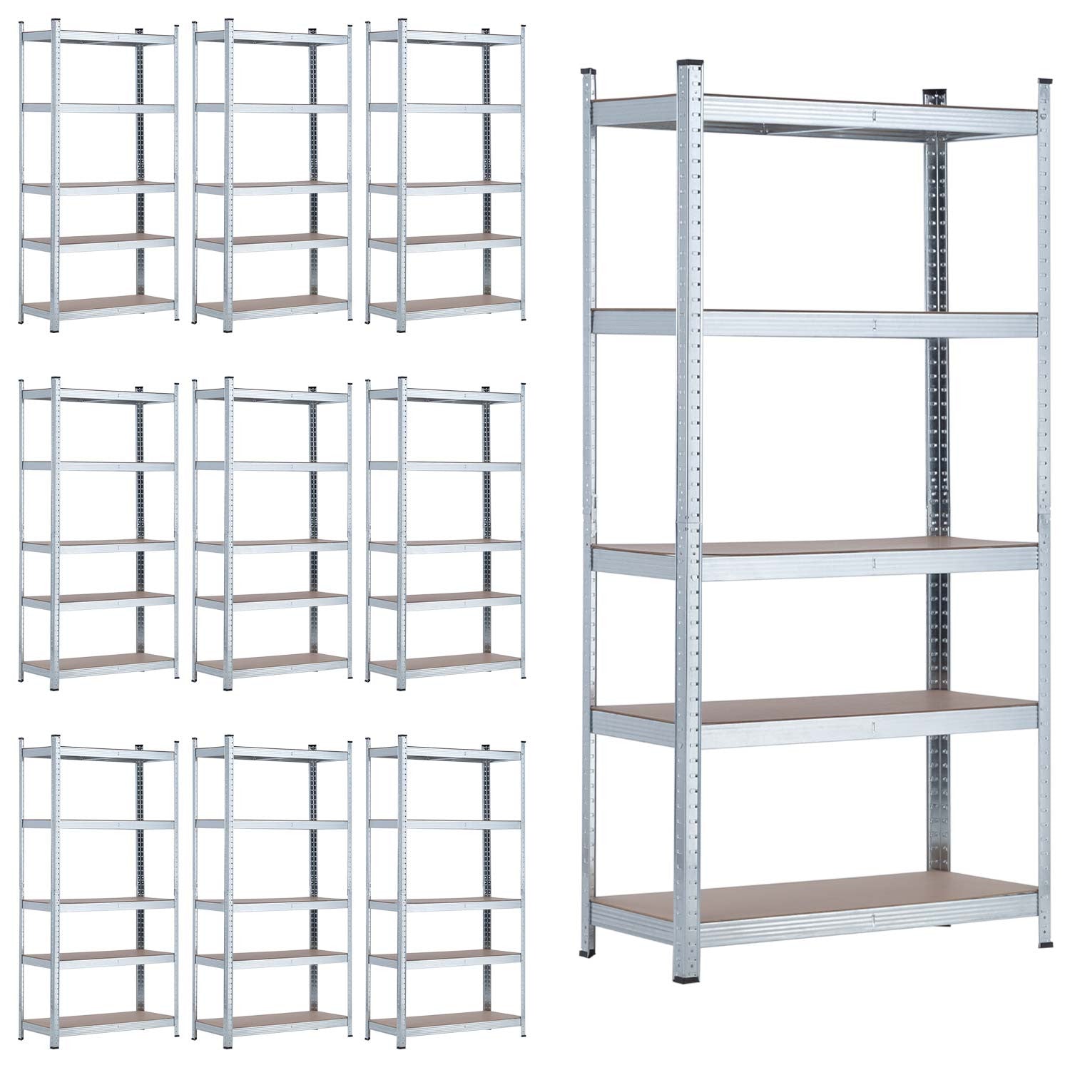 Megapack 10 Estanterías Modulares Galvanizadas Con 5 Baldas 180x90x40cm_0