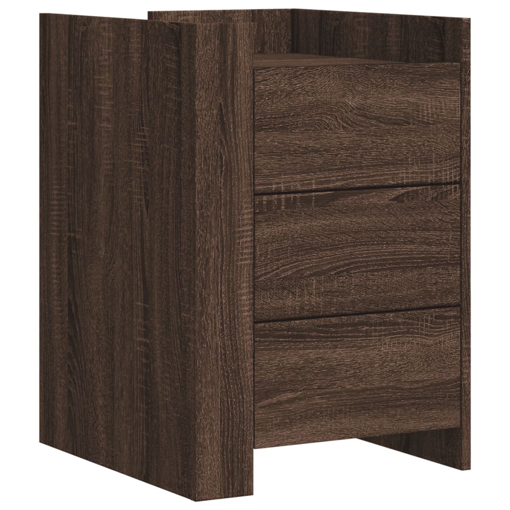 Mesita De Noche Madera De Ingeniería Marrón Roble 45x50x65 Cm_0