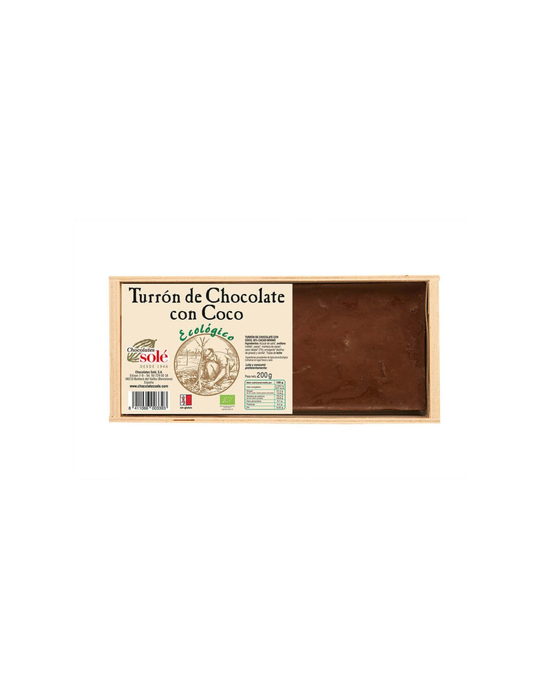 Turrón Chocolate Con Coco - Chocolates Solé_0
