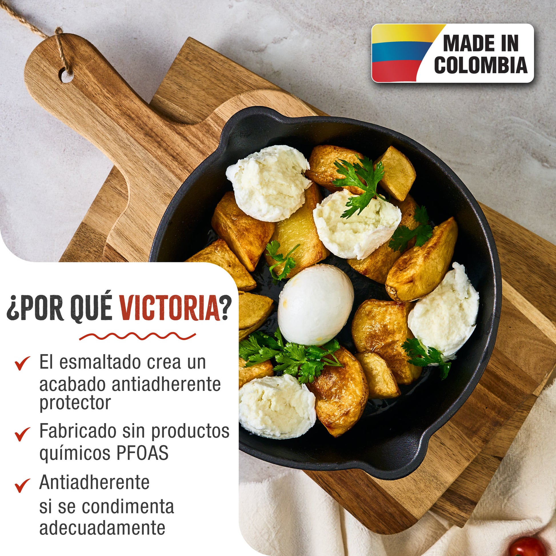 Victoria Sartén Hierro Fundido Esmaltado Inducción 16,5cm, Apta Fuego, Barbacoa, Horno Cast Iron Skillet, 36652, Negro_1