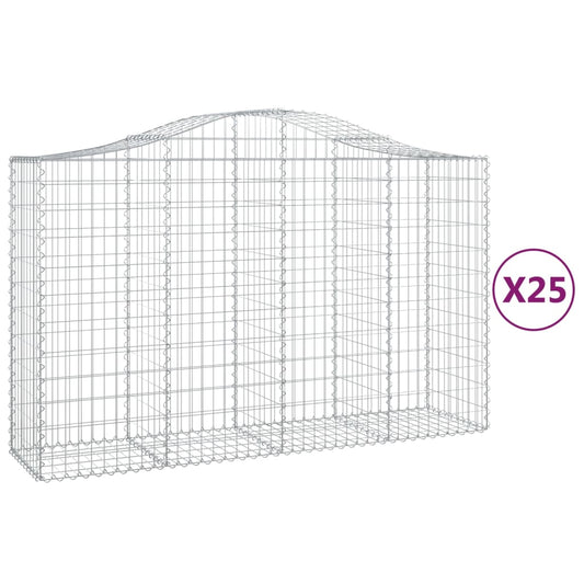Cestas Gaviones 25 Uds Forma De Arco Hierro 200x50x120/140 Cm_0