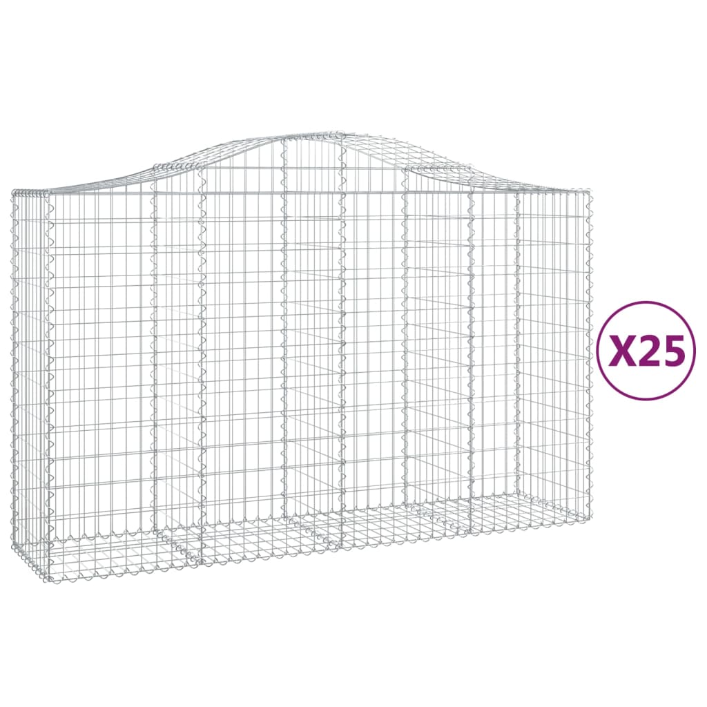 Cestas Gaviones 25 Uds Forma De Arco Hierro 200x50x120/140 Cm_0