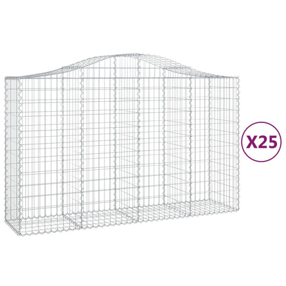 Cestas Gaviones 25 Uds Forma De Arco Hierro 200x50x120/140 Cm_0