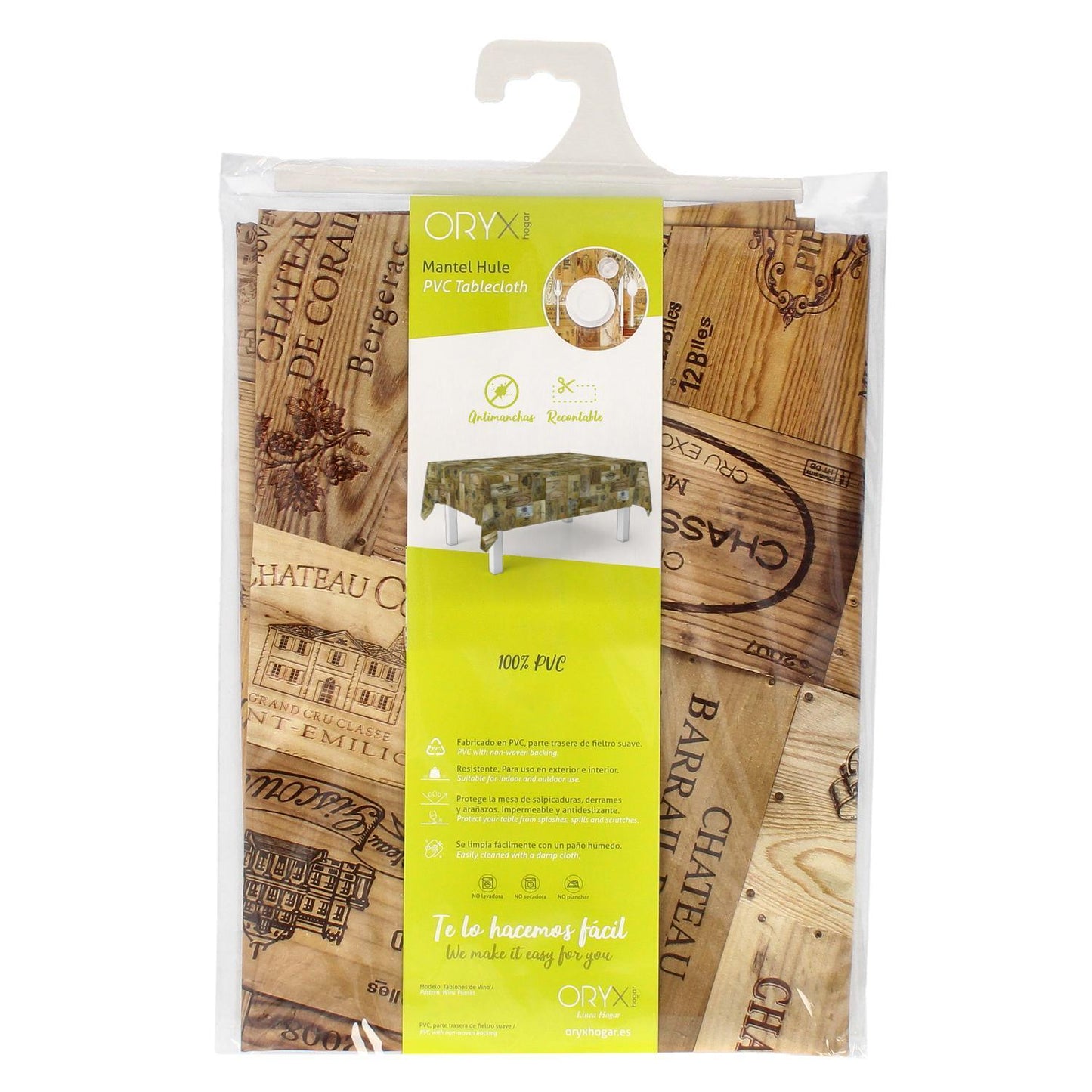 Mantel Hule Rectangular Tablones Vino Impermeable Antimanchas Pvc 140x250 Cm.  Recortable Uso Interior Y Exterior_3