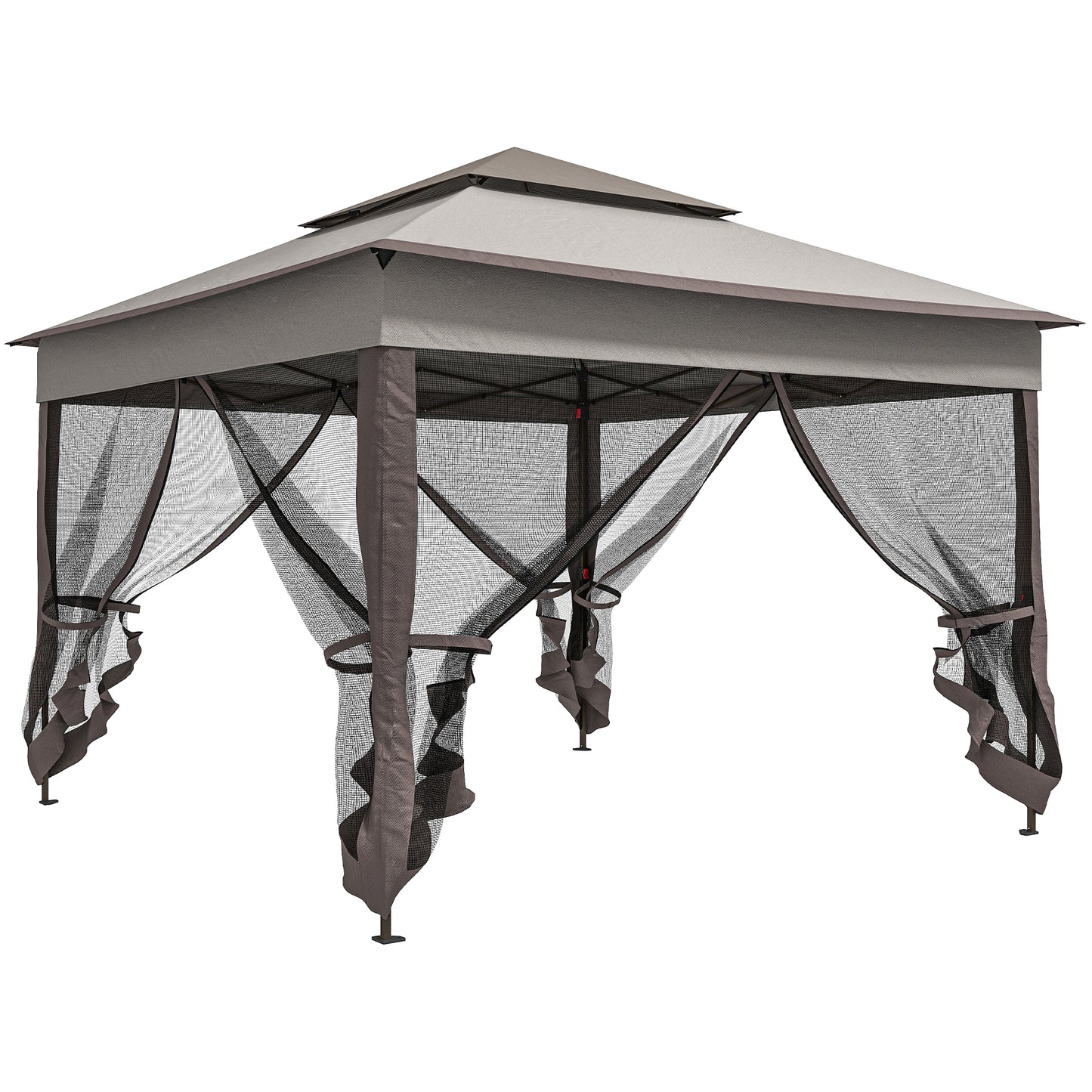 Outsunny Carpa Plegable3,3x3,3 M Con 4 Paredes Laterales De Malla Gris_0