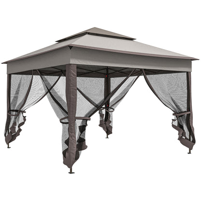 Outsunny Carpa Plegable3,3x3,3 M Con 4 Paredes Laterales De Malla Gris_0