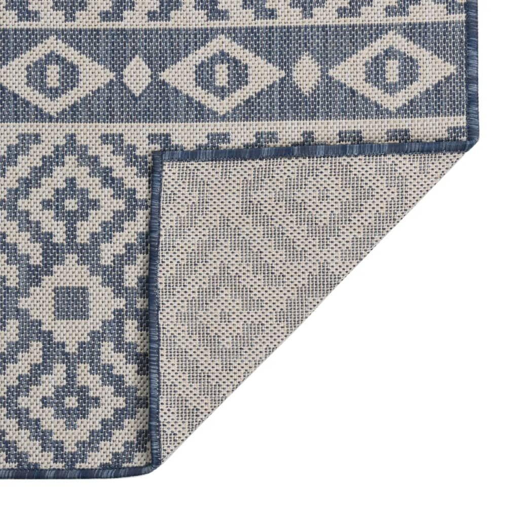 Vidaxl Alfombra De Exterior De Tejido Plano Rayas Azules 80x150 Cm_1