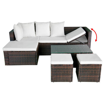Vidaxl Set Muebles De Jardín 4 Piezas Y Cojines Ratán Sintético Marrón_5