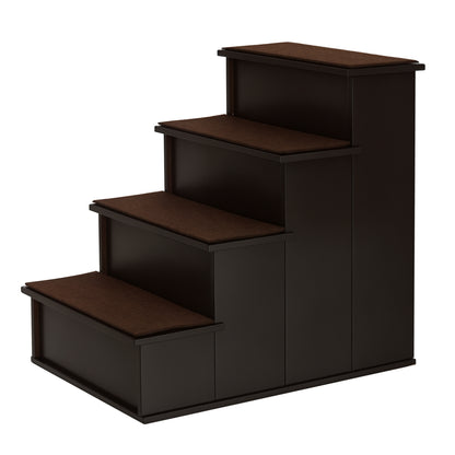 Pawhut Escalera Para Perros De 4 Peldaños Con Acolchados 40x59x54,2 Cm Marrón_0