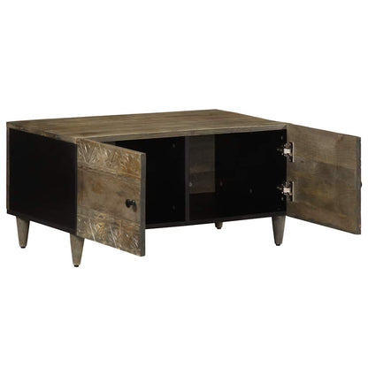 Mesa De Centro De Madera Maciza De Mango Gris Claro 80x50x40 Cm_1