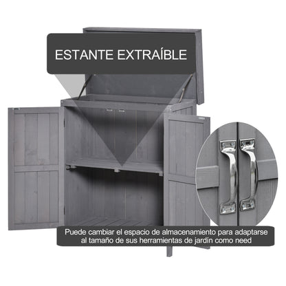 Outsunny Armario De Jardín De Madera Con 2 Puertas Techo Asfáltico 74x43x88 Cm_5