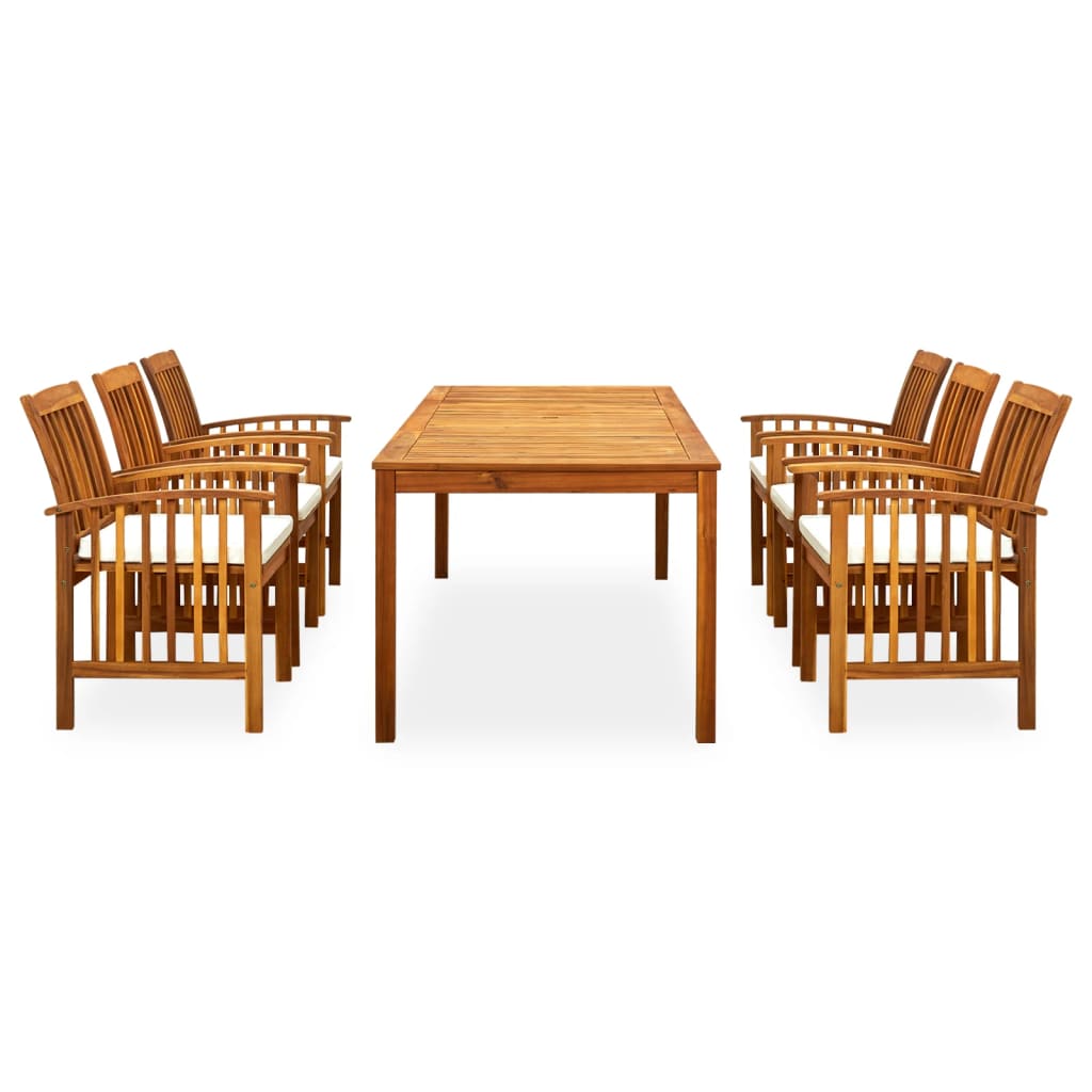 Set Comedor De Jardín 7 Pzas Y Cojines Madera Maciza De Acacia / Vetonek_4