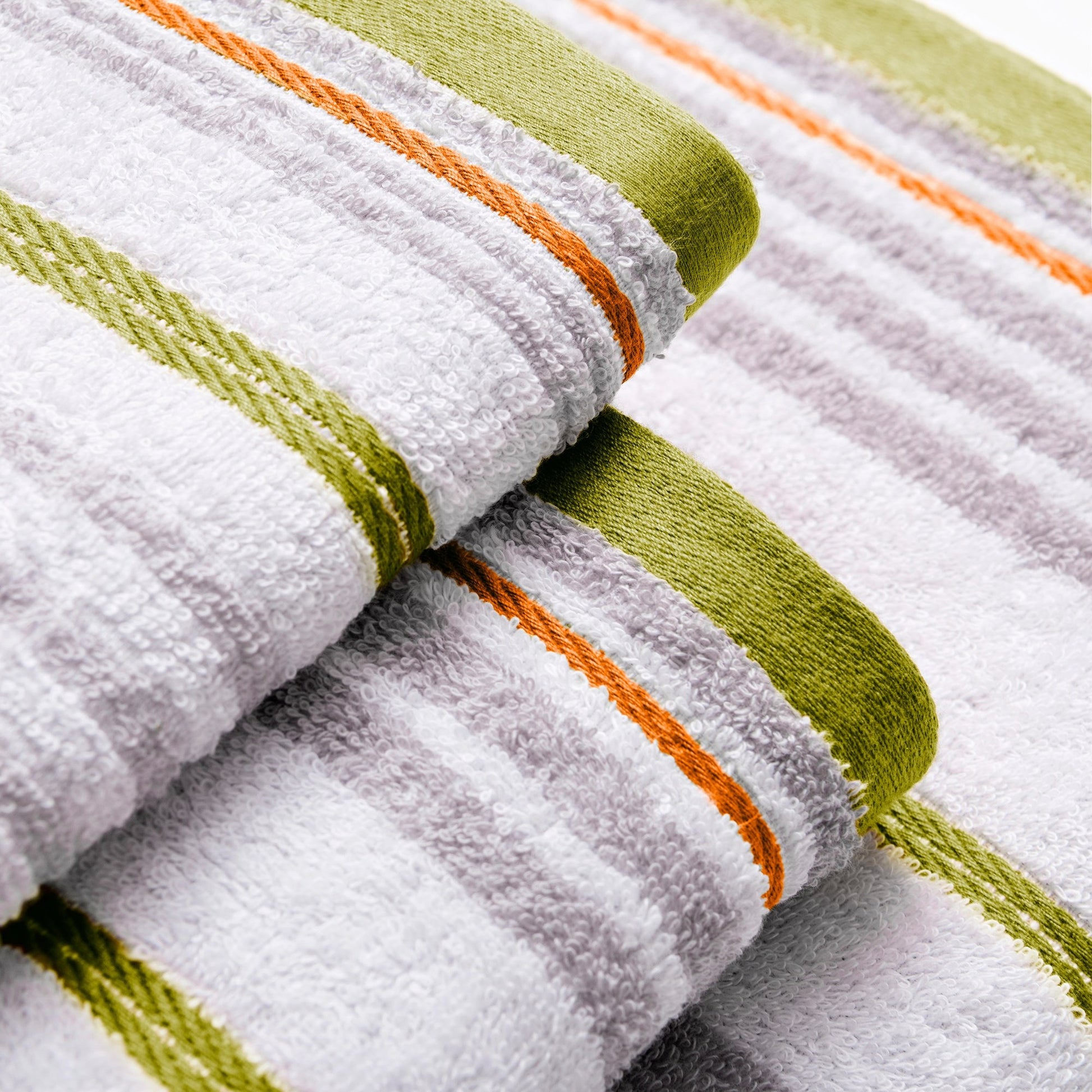 Set 3pc Toalla De Baño (tocador 30x50cm + Manos 50x90cm + Baño 70x140cm) 450gsm 100% Algodón Blanco Con Rayas Rainbow Be_5