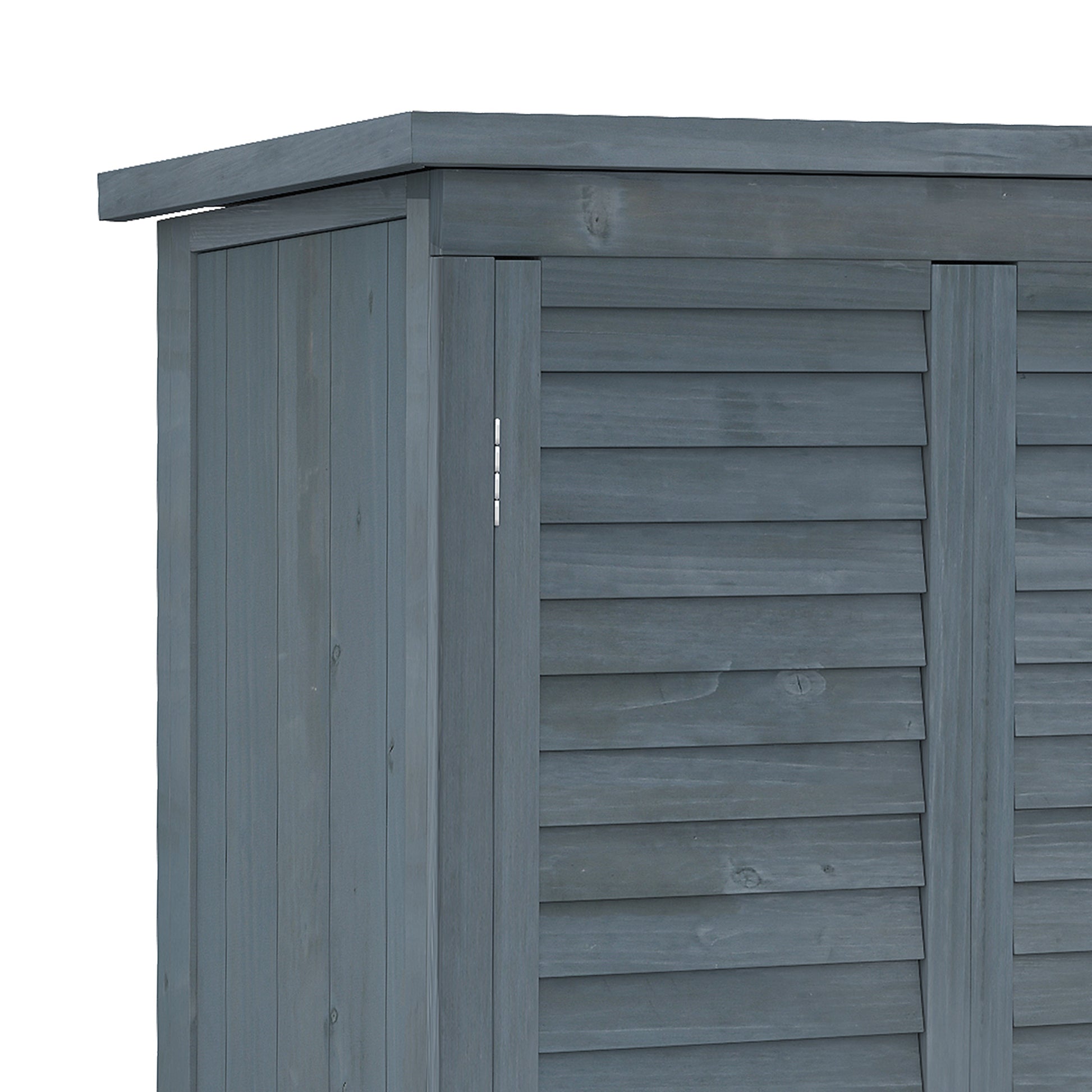 Outsunny Cobertizo De Madera 0,31 M² Con 2 Puertas Y 2 Estantes Gris_4