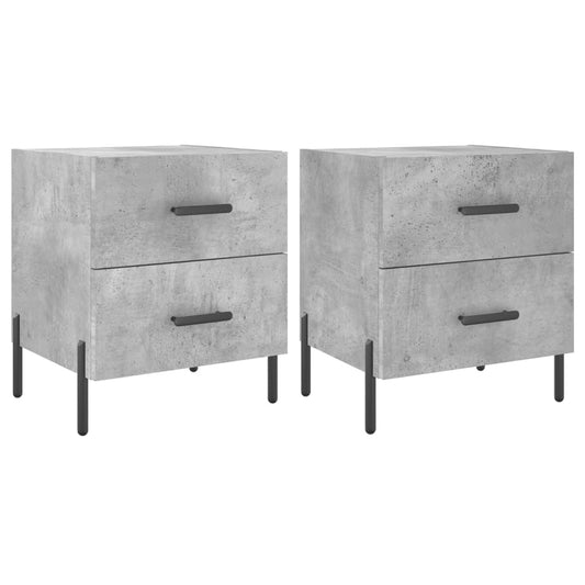 Mesita Noche 2 Uds Madera Ingeniería Gris Hormigón 40x35x47,5cm_0