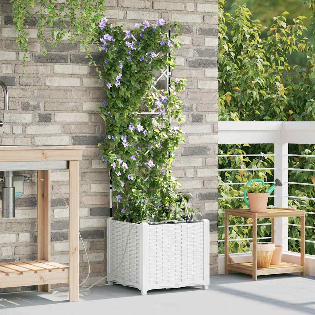 Vidaxl Jardineras Blanco 40 X 40 X 142 Cm Acero_1