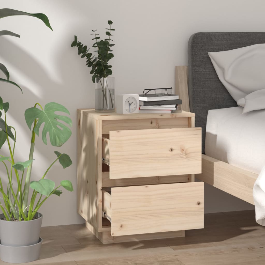 Mesitas De Noche 2 Uds Madera Maciza De Pino 40x35x50 Cm_2