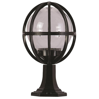 Aplique De Suelo Globo Recto Pantalla Gris Para Exterior, Abs , Negro, 30x30x50, Casquillo E 27 Max 60 W_0