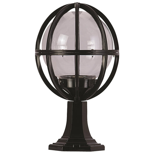 Aplique De Suelo Globo Recto Pantalla Gris Para Exterior, Abs , Negro, 30x30x50, Casquillo E 27 Max 60 W_0