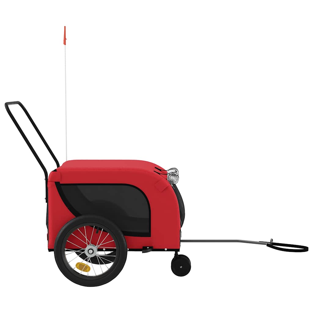 Remolque De Bicicleta Mascotas Hierro Tela Oxford Rojo Negro_4