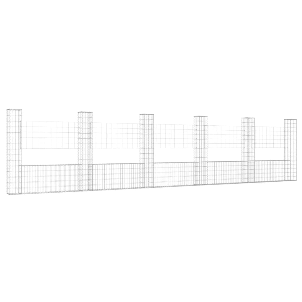 Cesta De Gaviones Forma De U 6 Postes De Hierro 620x20x150 Cm / Vetonek_2