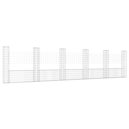 Cesta De Gaviones Forma De U 6 Postes De Hierro 620x20x150 Cm / Vetonek_2