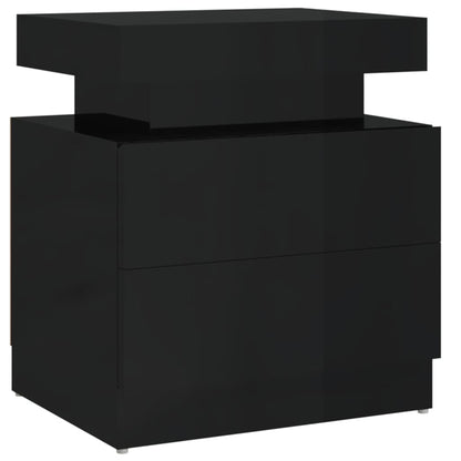 Mesita De Noche Madera De Ingeniería Negro Brillo 45x35x52 Cm_0