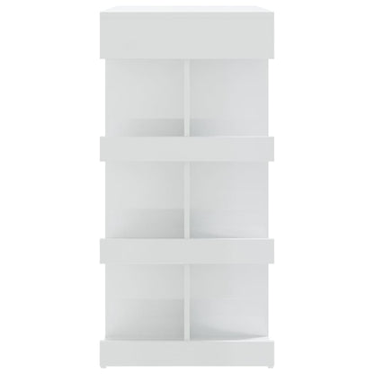 Mesa Bar Con Estante Aglomerado Blanco Brillo 100x50x101,5 Cm_4