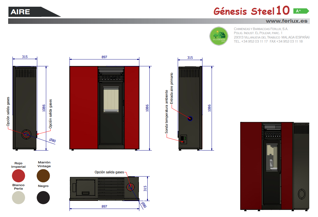 Bricosol Estufa De Pellets Genesis Steel 10 Negro De Ferlux_2