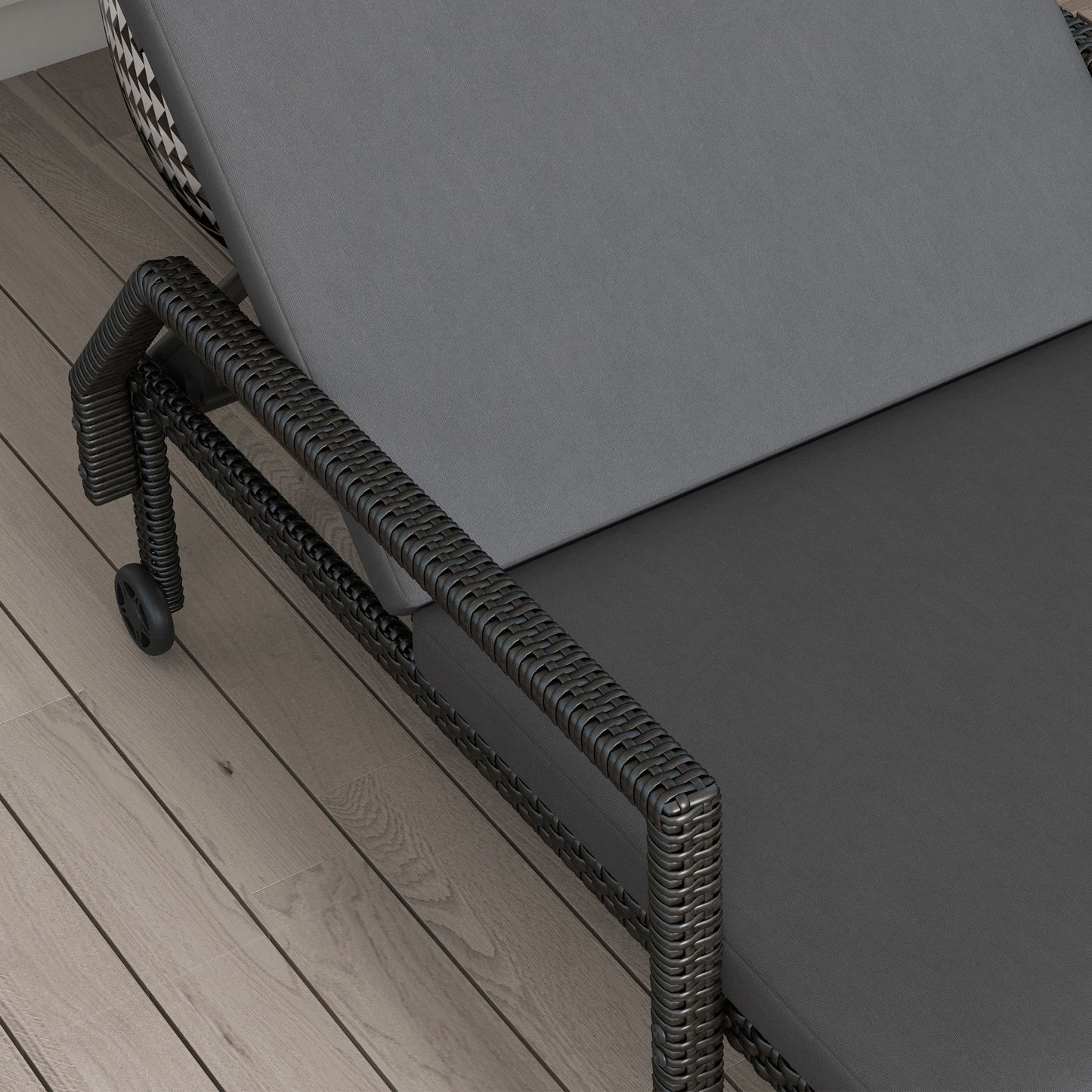 Outsunny Tumbona De Ratán Con Respaldo Ajustable 73x200x48cm Gris Oscuro Y Negro_3