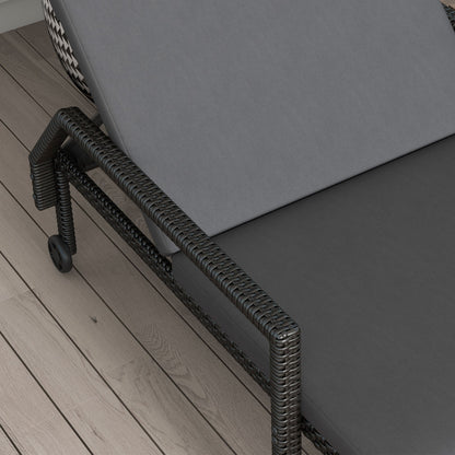 Outsunny Tumbona De Ratán Con Respaldo Ajustable 73x200x48cm Gris Oscuro Y Negro_3