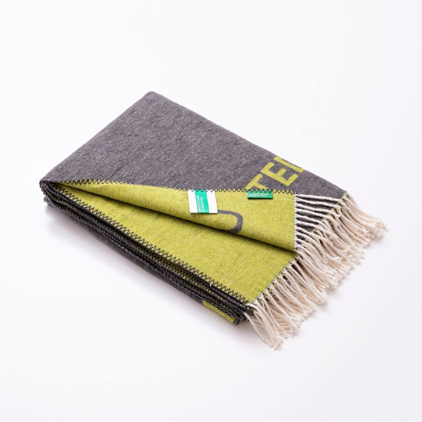 Manta 140x190cm 320gsm 60%algodón 40%acrílico En Marrón Y Verde Con Logo