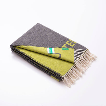 Manta 140x190cm 320gsm 60%algodón 40%acrílico En Marrón Y Verde Con Logo