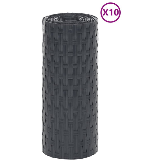 Toldos Para Balcón 10 Uds Ratán Sintético Antracita 255x19 Cm / Vetonek_0