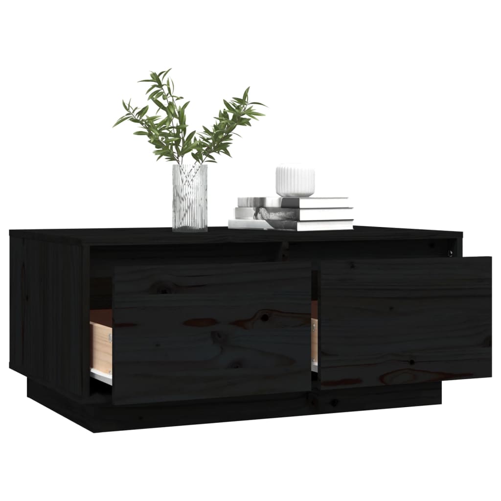 Mesa De Centro De Madera Maciza De Pino Negro 80x50x35 Cm_3