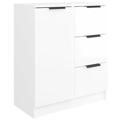 Aparador De Madera Contrachapada Blanco Brillante 60x30x70 Cm / Vetonek_4