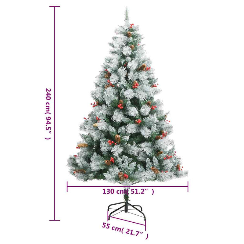Vidaxl Árbol De Navidad Artificial Con Bisagras 300 Led Y Bolas 240 Cm_2