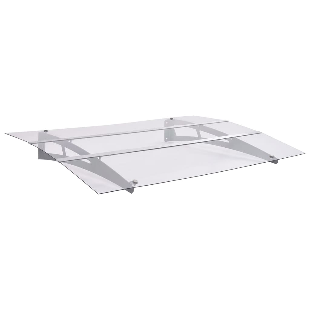 Marquesina Para Puerta Pc Plata Y Transparente 150x90 Cm Pet_1