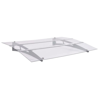 Marquesina Para Puerta Pc Plata Y Transparente 150x90 Cm Pet_1