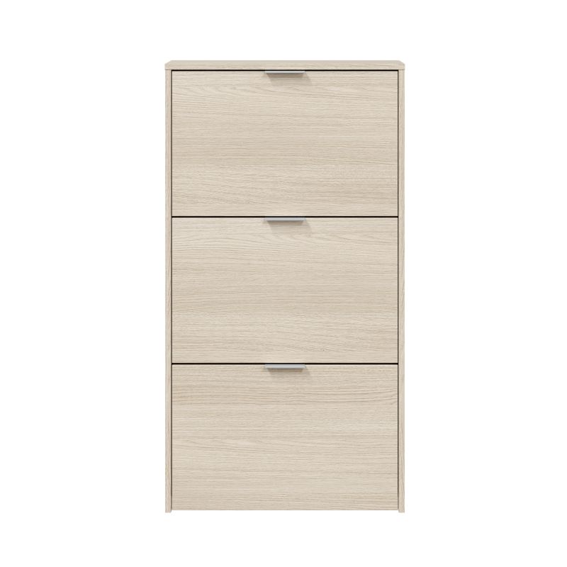 Zapatero Moderno De 3 Puertas Melamina, Roble, 60 X 113 X 22cm_1
