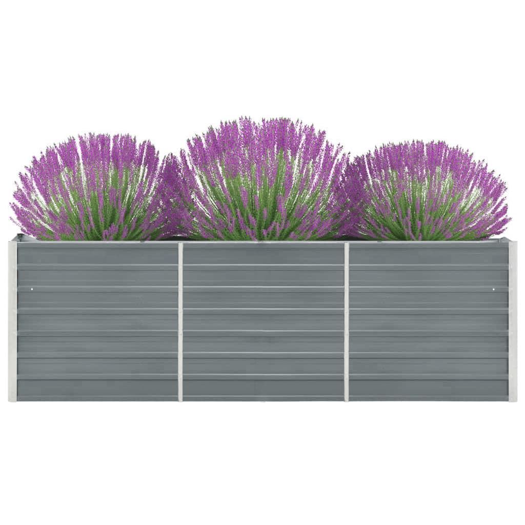 Arriate Elevado De Jardín Acero Galvanizado Gris 240x40x77 Cm_2