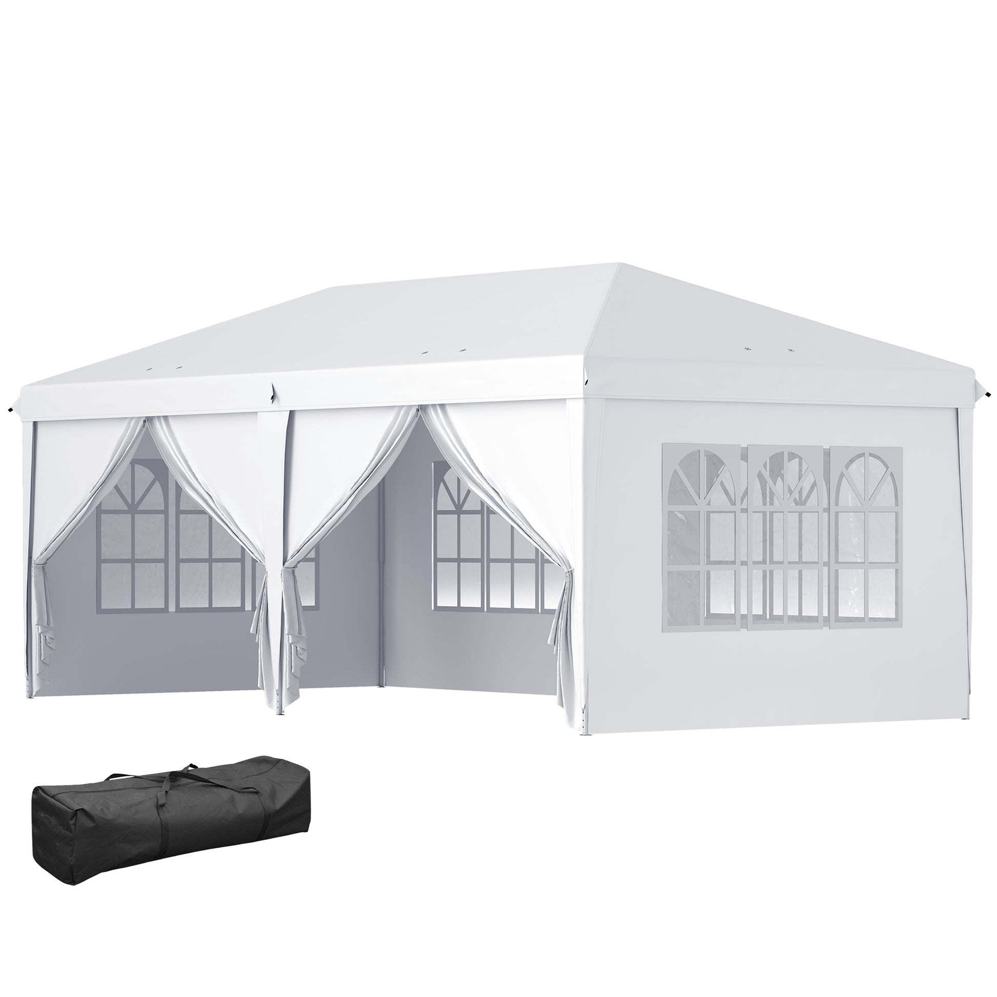 Outsunny Carpa Plegable 5,85x2,95x2,7 M Con 4 Paneles 4 Ventanas Blanco_0
