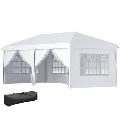 Outsunny Carpa Plegable 5,85x2,95x2,7 M Con 4 Paneles 4 Ventanas Blanco_0