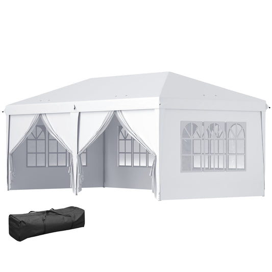 Outsunny Carpa Plegable 5,85x2,95x2,7 M Con 4 Paneles 4 Ventanas Blanco_0