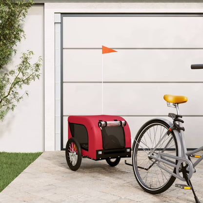 Vidaxl Remolque De Bicicleta Mascotas Hierro Tela Oxford Rojo Negro_1