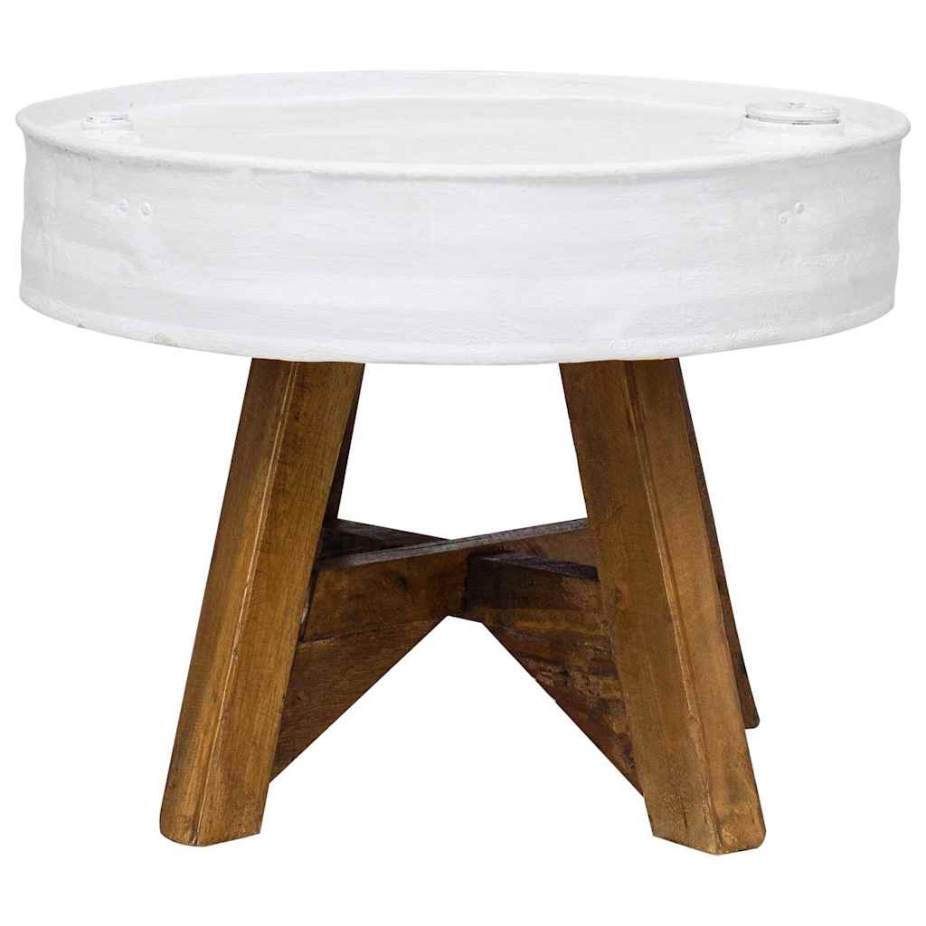 Mesa De Centro De Madera Maciza Reciclada Blanco 60x45 Cm_0