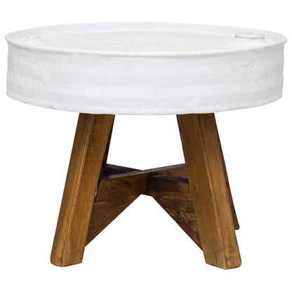 Mesa De Centro De Madera Maciza Reciclada Blanco 60x45 Cm_0