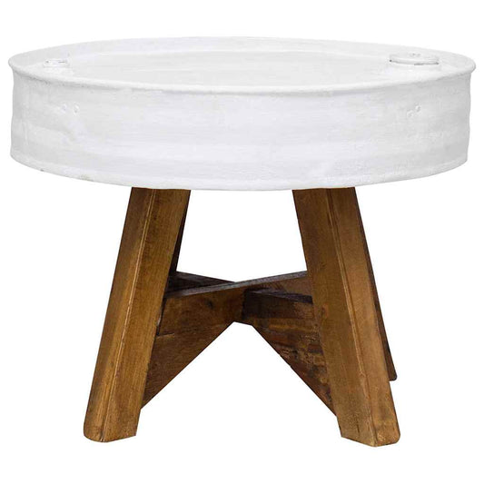 Mesa De Centro De Madera Maciza Reciclada Blanco 60x45 Cm_0