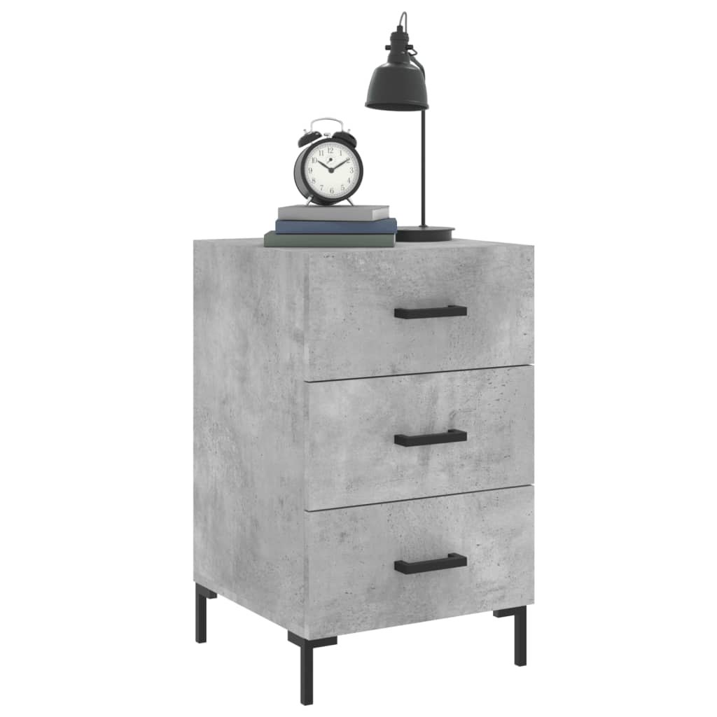 Mesita De Noche Madera De Ingeniería Gris Hormigón 40x40x66 Cm_1